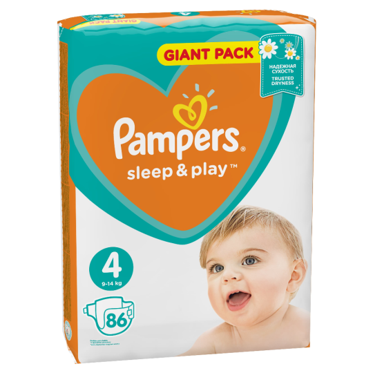 Подгузники детские «Pampers» Sleep & Play, размер 4, 9-14 кг, 86 шт