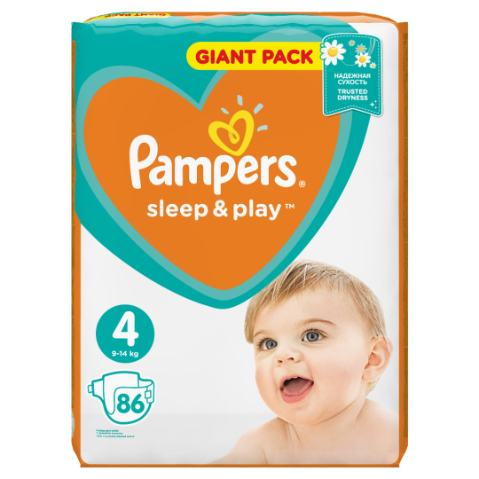 Подгузники детские «Pampers» Sleep & Play, размер 4, 9-14 кг, 86 шт