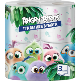 Туалетная бумага «Angry Birds» трехслойная, 12.5х9.5 см, 4 рулона