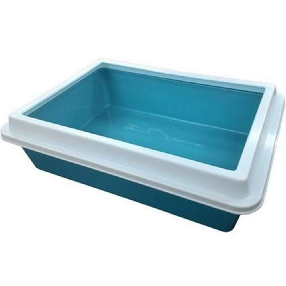 Туалет-лоток «Зооэкспресс» Lux с рамкой, голубой, 40.5x30x12 см