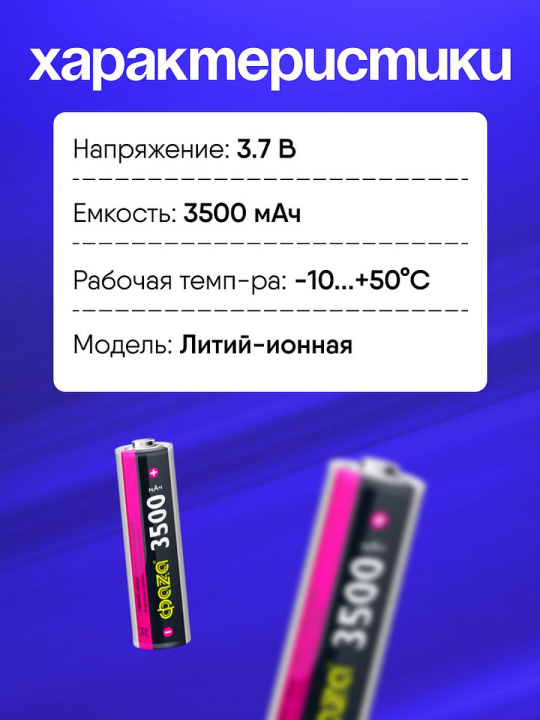 Аккумулятор 18650 3.7В Li-Ion 3500мА.ч без платы защиты ФАZА 5028050