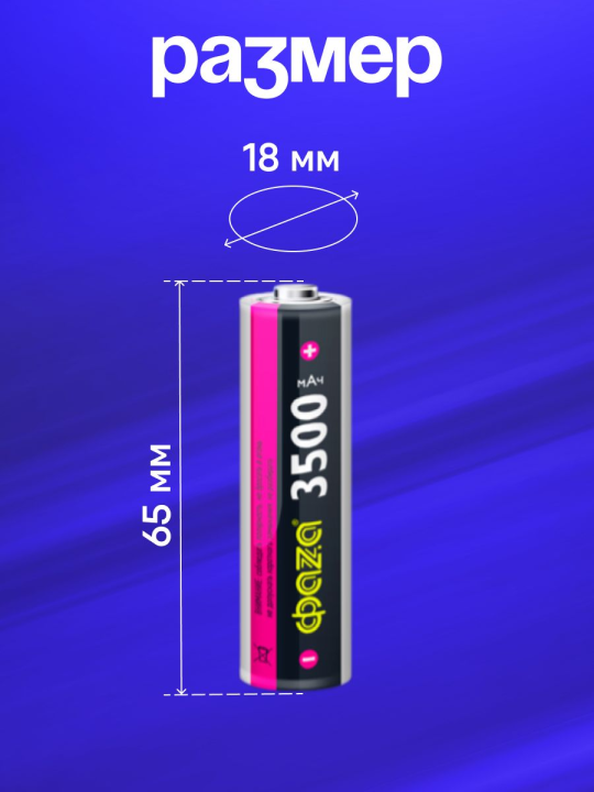 Аккумулятор 18650 3.7В Li-Ion 3500мА.ч без платы защиты ФАZА 5028050