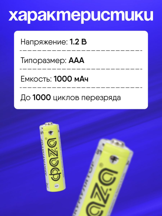 Аккумулятор размера AAA Акк. ФАZА AAA 1000мАч Ni-MH BL-2  4 шт .5002913(4)