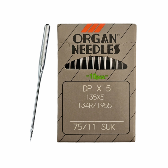 Иглы ORGAN DP*5 75 SUK (для высокоэластичных тканей) для промышленных швейных машин (10 шт)