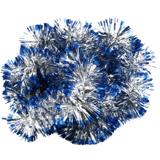 Мишура новогодняя серебристо-синий, 1.8-2 м