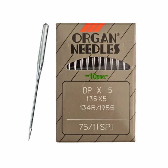 Иглы ORGAN DP*5 75 SPI (для шелка) для промышленных швейных машин (10 шт)