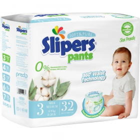 Тру­си­ки-под­гуз­ни­ки дет­ские «Slipers» Миди, 4-9 кг, 32 шт