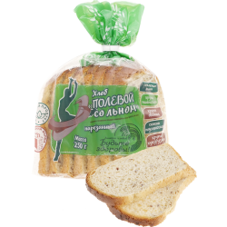 Хлеб «По­ле­вой со льном» на­ре­зан­ный,  0.25 кг