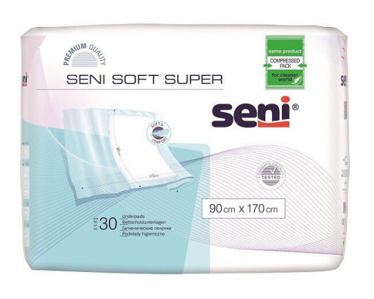 Пеленки одноразовые впитывающие Seni Super Soft 170х90см. 30 шт. х 2 упак.