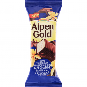Сырок тво­рож­ный гла­зи­ро­ван­ный «Alpen Gold» с аро­ма­том ва­ни­ли­на, 20 %, 40 г