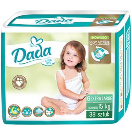 Подгузники детские «Dada» Extra Soft, размер Extra Large 6, 15+ кг, 38 шт