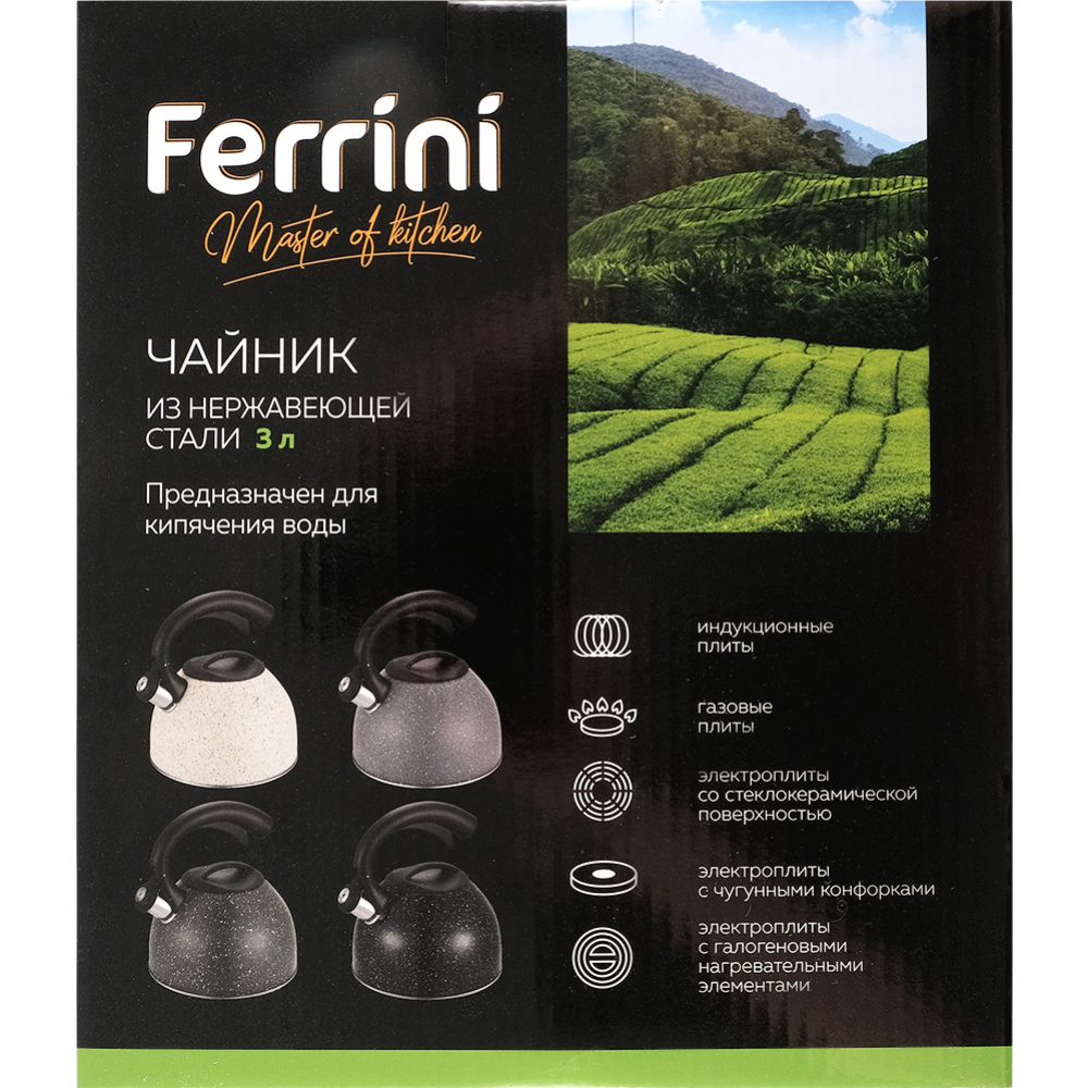Чайник «Ferrini» из нержавеющей стали, арт.HY3762, 3 л, черный #2