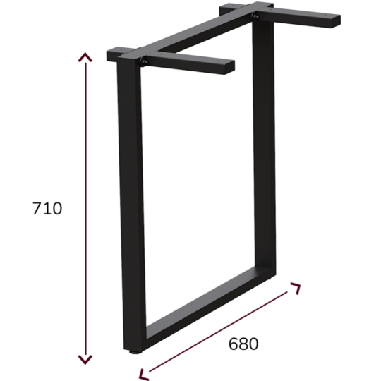Основание для стола «Millwood» H-образные 680, металлокаркас черный, 32х68х71.9 см