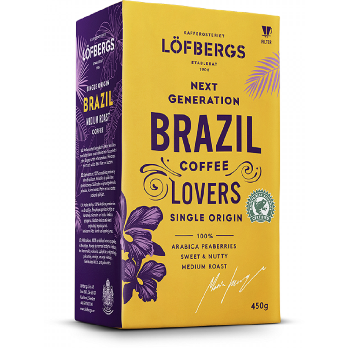 Кофе молотый Lofbergs Brazil Single Origin,450гр, Арабика, Швеция