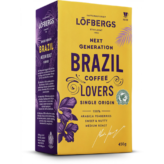 Кофе молотый Lofbergs Brazil Single Origin,450гр, Арабика, Швеция