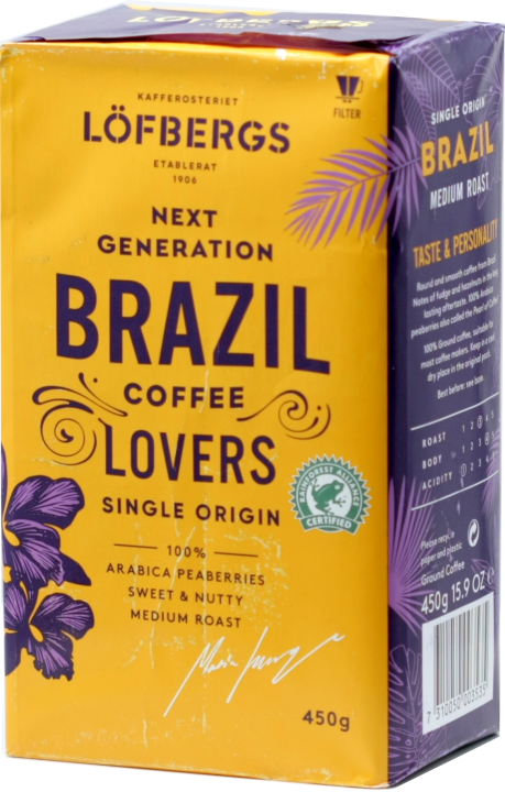 Кофе молотый Lofbergs Brazil Single Origin,450гр, Арабика, Швеция