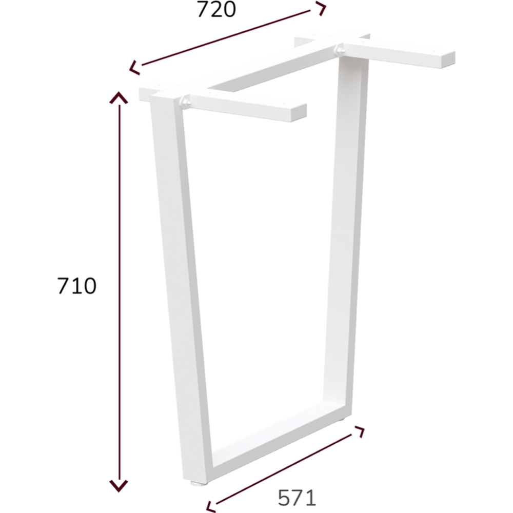 Основание для стола «Millwood» U-образные 720, металлокаркас белый, 32х72х71.9 см
