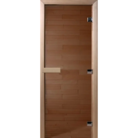 Дверь для бани и сауны «Doorwood» Теплый день, бронза, коробка хвоя, 190x70 см