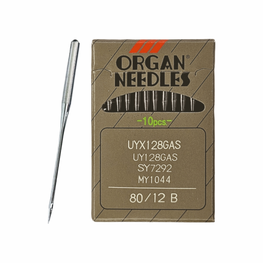 Иглы Organ UYx128 GAS № 80 B (SUK) для высокоэластичных тканей. Толстая колба. Для распошивальной швейной машины.