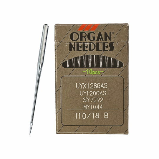 Иглы Organ UYx128 GAS № 110 B (SUK) для высокоэластичных тканей. Толстая колба. Для распошивальной швейной машины.