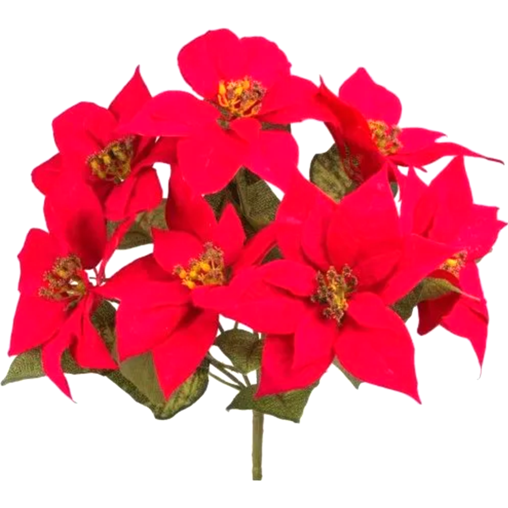 Искусственный букет «Faktor» Пуансеттия, Q300S-01, красный, 46 см, 7 цветков