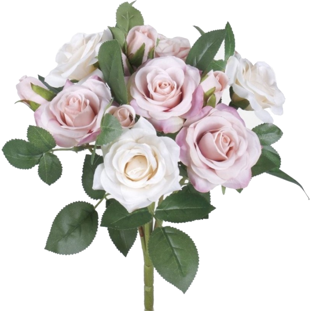 Искусственный букет «Faktor» Роза, QA055-02, бело-розовый, 36 см, 10 цветков