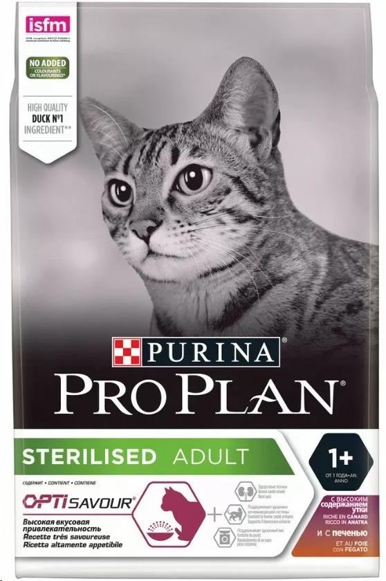 Сухой корм для стерилизованных кошек ProPlan Sterilised с уткой и печенью, 10 кг