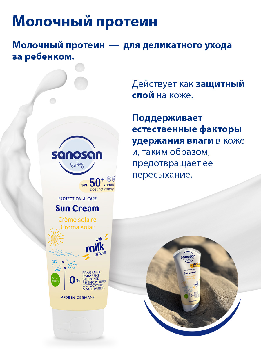 Солнцезащитный крем Sanosan SPF 50+, 75 мл (арт. 40892050)