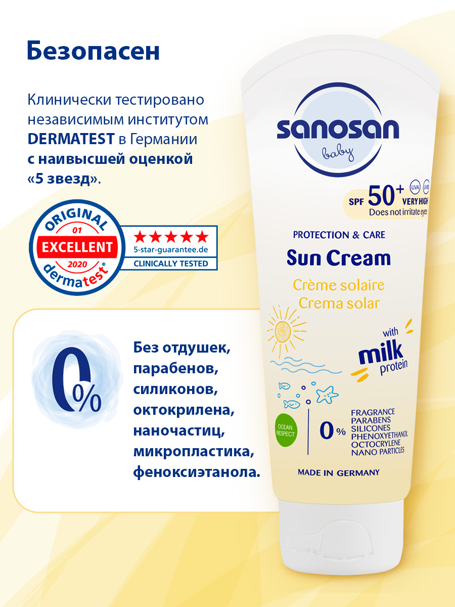 Солнцезащитный крем Sanosan SPF 50+, 75 мл (арт. 40892050)