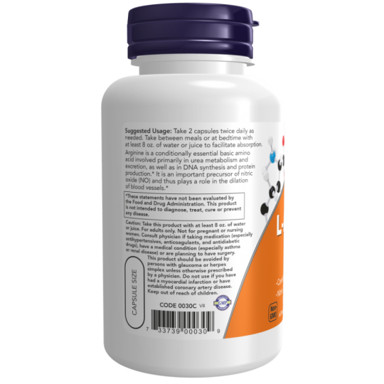 Аргинин Now Foods Arginine, 500 мг, 100 капс.