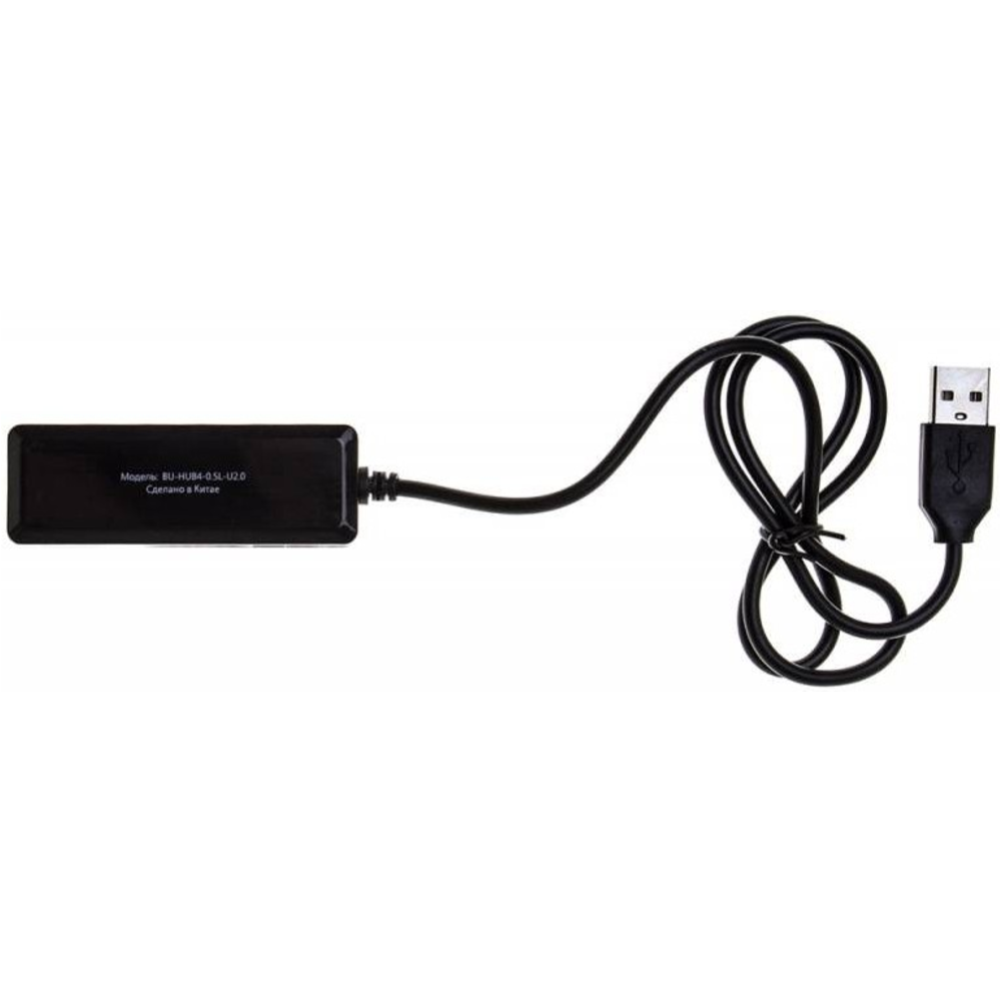 USB-хаб «Buro» BU-HUB4-0.5L-U2.0, 4 порта, черный