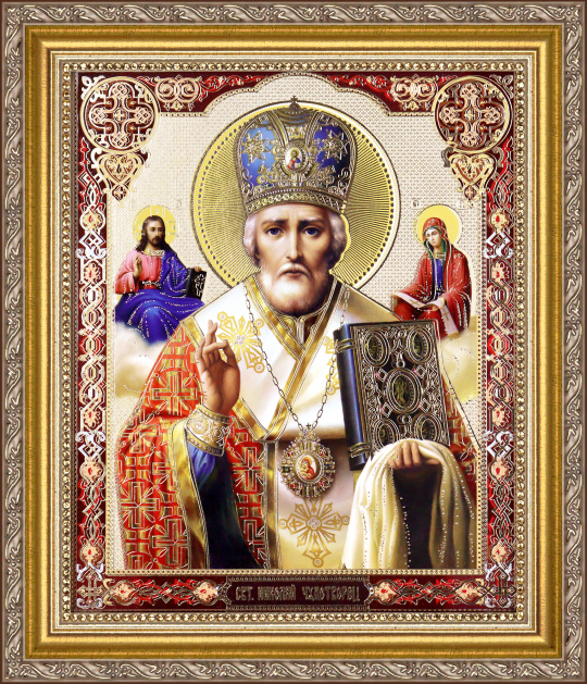 Икона Николай Чудотворец в рамке багетной Православная