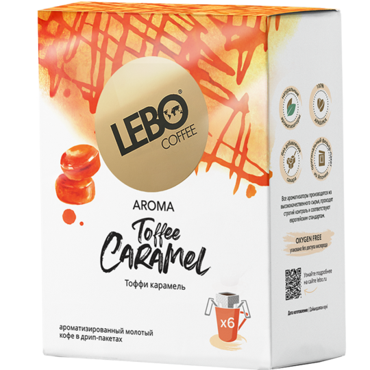 Кофе молотый «Lebo» Toffee Caramel,в дрип-пакете, 63 г