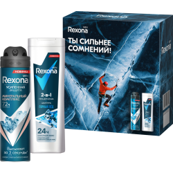 По­да­роч­ный набор «Rexona» Men, ан­ти­пер­спи­рант + гель для душа и шам­пунь 2 в 1, 150+180 мл