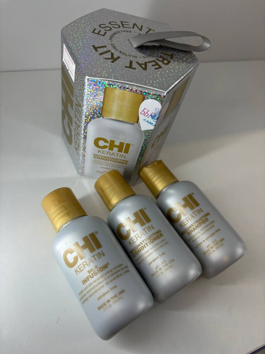 Набор CHI Keratin Шампунь 59 мл + Кондиционер 59мл + Шелк Silk Infusion 59мл