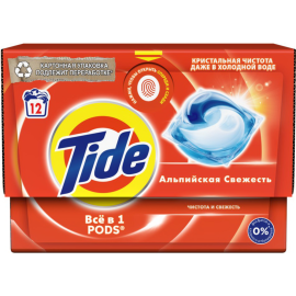 Капсулы для стирки «Tide» Альпийская свежесть, 12х16.8 г