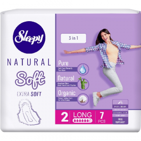 Про­клад­ки жен­ские ги­ги­е­ни­че­ские «Sleepy Natural» Soft Extra 3 в 1, Long, 7 шт