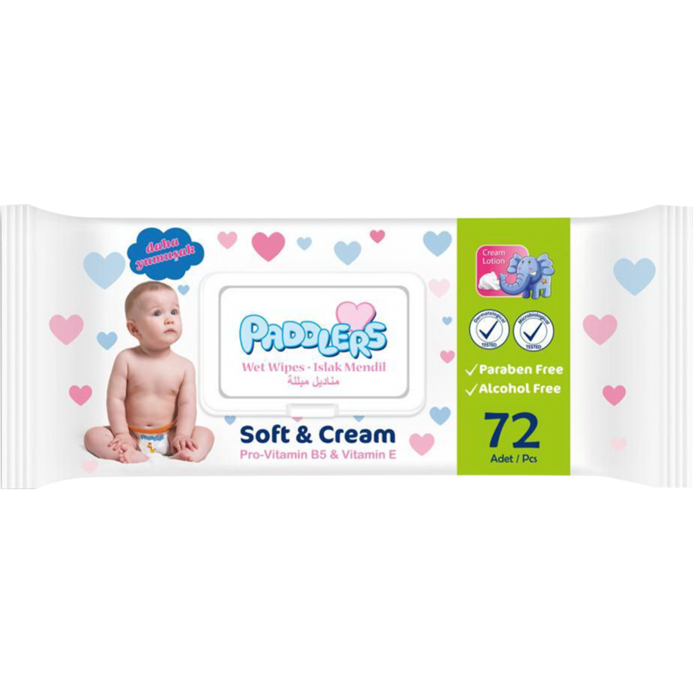 Влажные салфетки детские «Paddlers» Soft and Cream, 72 шт