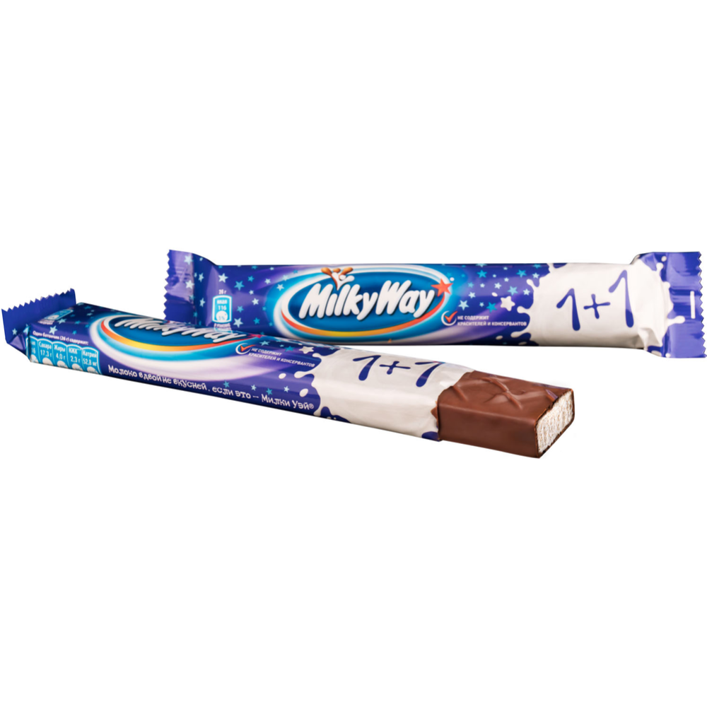 Шоколадный батончик «Milky Way» с суфле, покрытый молочным шоколадом 52г #1