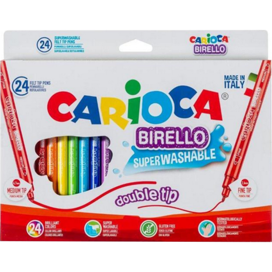 Фломастеры «Carioca» Birello, двусторонние, 24 цвета