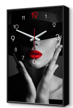 Часы настенные вертикальные картина черно-белая для интерьера девушка