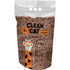 Наполнитель для туалета «Clean Cat» эконом, древесный, 2.25 кг
