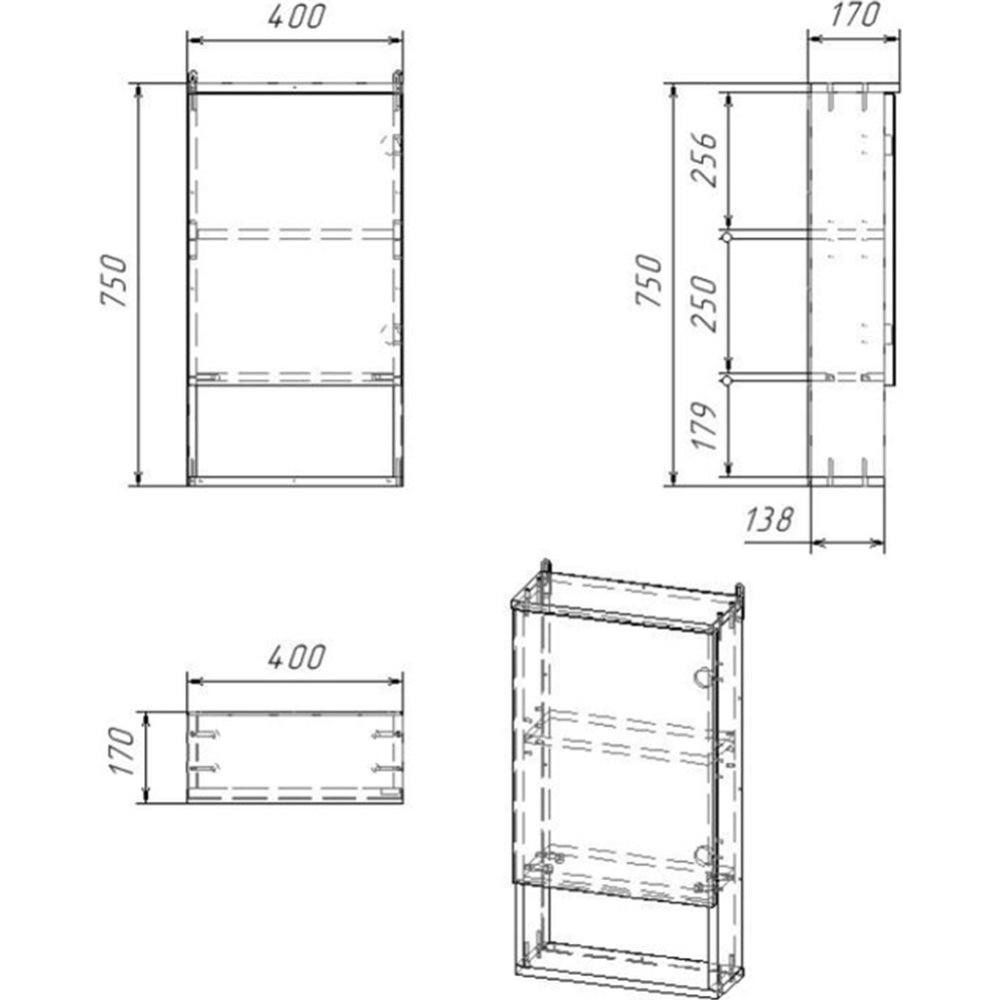 Зеркало-шкаф «Клик Мебель» Вега 4002, белый, 40х13.6х70 см