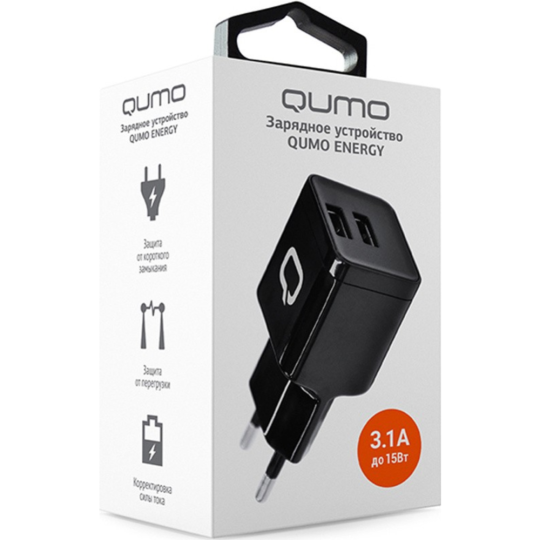 Сетевое зарядное устройство «Qumo» Energy, Charger 0061, Q23841, черный