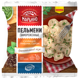 Пель­ме­ни «Ма­рьи­но» с мясом цып­лен­ка-брой­ле­ра, гри­ба­ми, сыром, 400 г