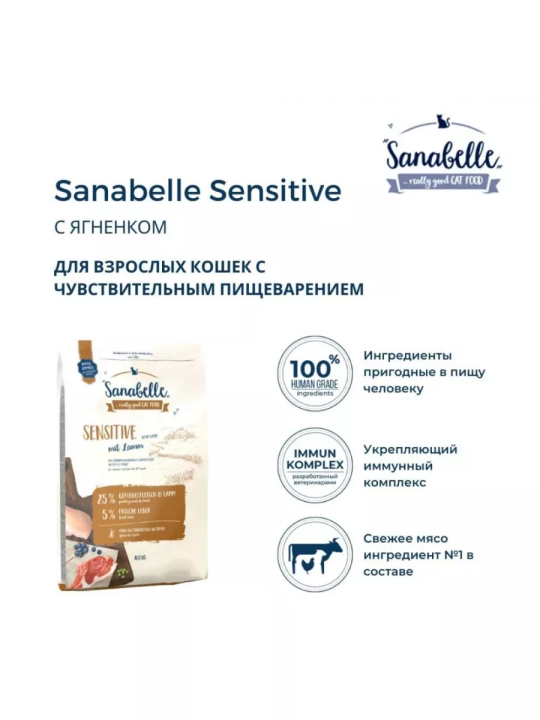 Корм для кошек от года Sanabelle Sensitive (Санабелль Сенсетив с ягненком) 0.4кг