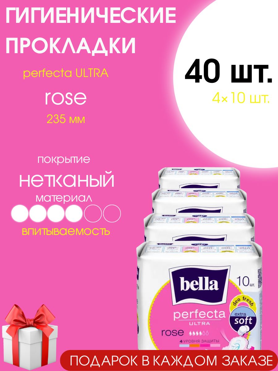 Прокладки женские ночные Bella perfecta Ultra Rose Deo fresh 40 шт. (4 уп.)