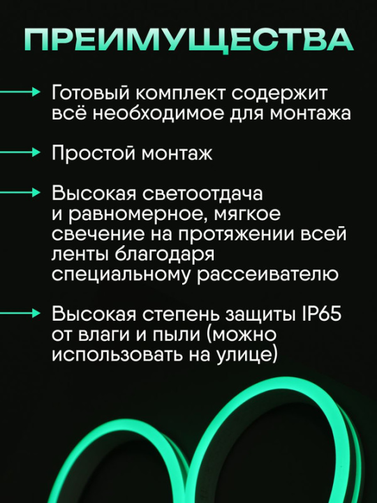 Комплект светодиодной подсветки "Неон" (лента LED 5м LSR5-2835G120-8-IP65-220В + драйвер) IEK LSR5-G-120-65-2-05-S0