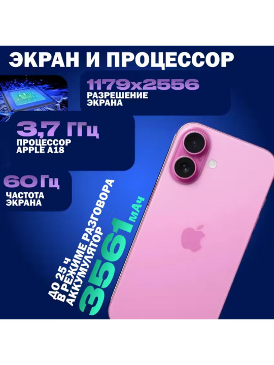 Смартфон Apple iPhone 16 128GB (розовый)