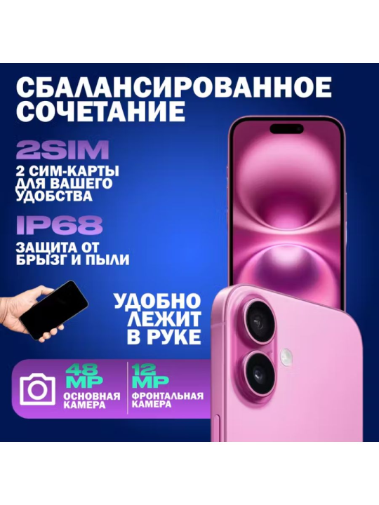 Смартфон Apple iPhone 16 128GB (розовый)